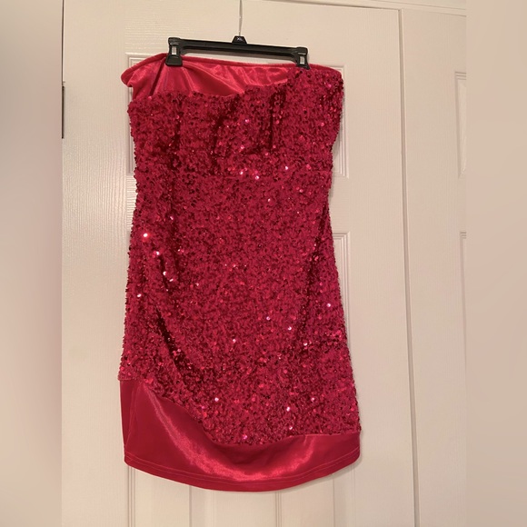 Hot Pink Velvet Bodycon Dress - Picture 1 of 1